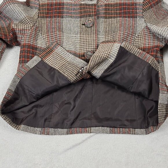 Live a Little Jacket Womens Medium Plaid Preppy Autumn Wardrobe Essential Blazer - Picture 7 of 16